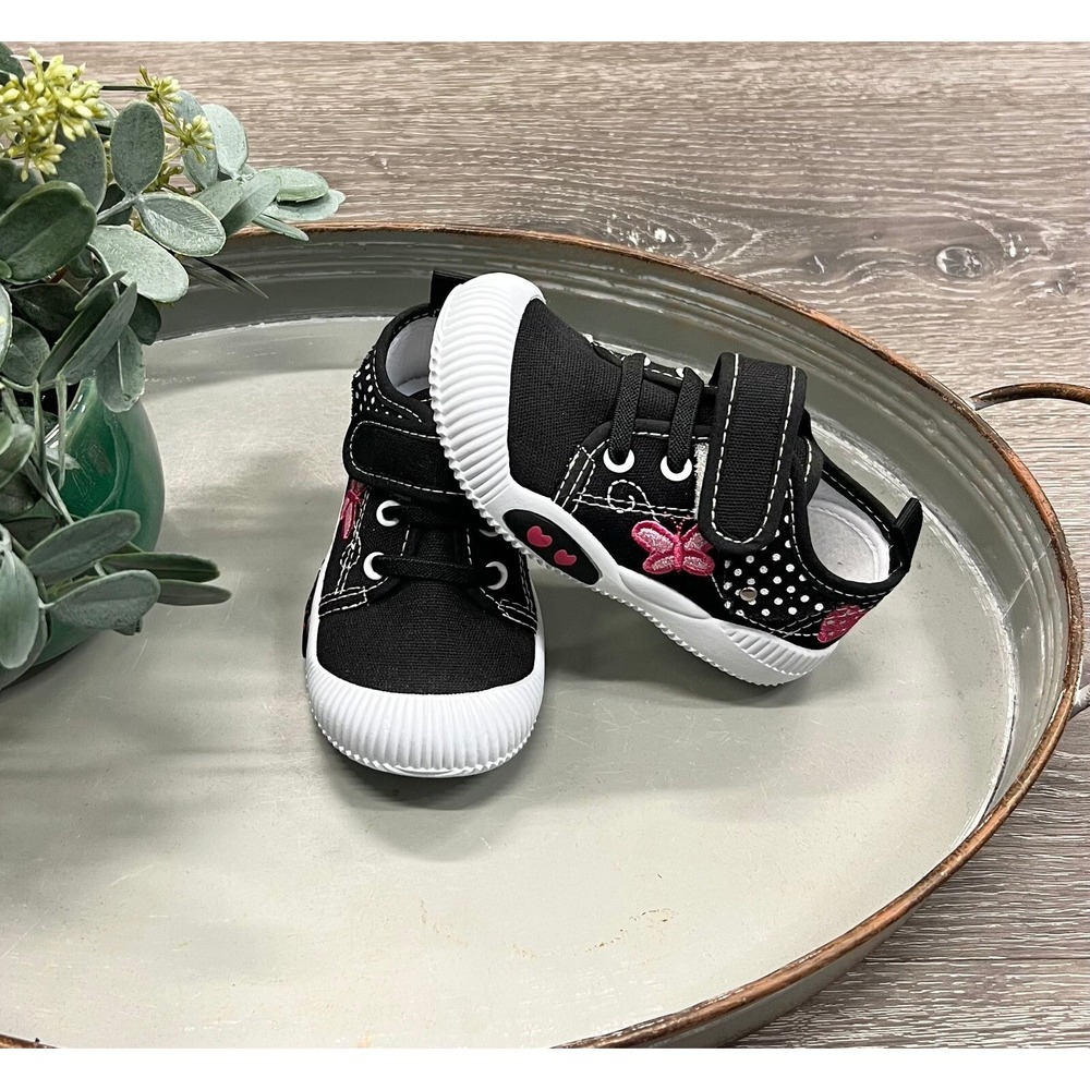 Black Butterfly Love Boutique Toddler Sneakers‎ Size 7 NEW